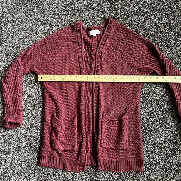 Pink Rose Burgundy Knit Cardigan - Picture 7 of 8